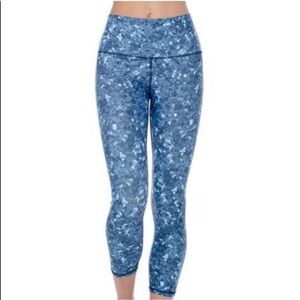 Yoga Democracy Blue Disco Crops Cropped Leggings Sequin Print High Waist Rise S